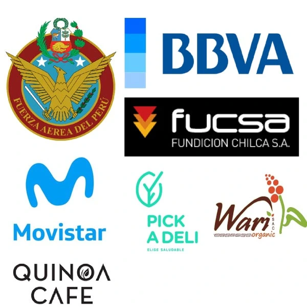 Clientes Biohazard: Fuerza Aérea del Perú, BBVA, FUCSA, Movistar, Pick a Deli, Wari, Quinoa Café